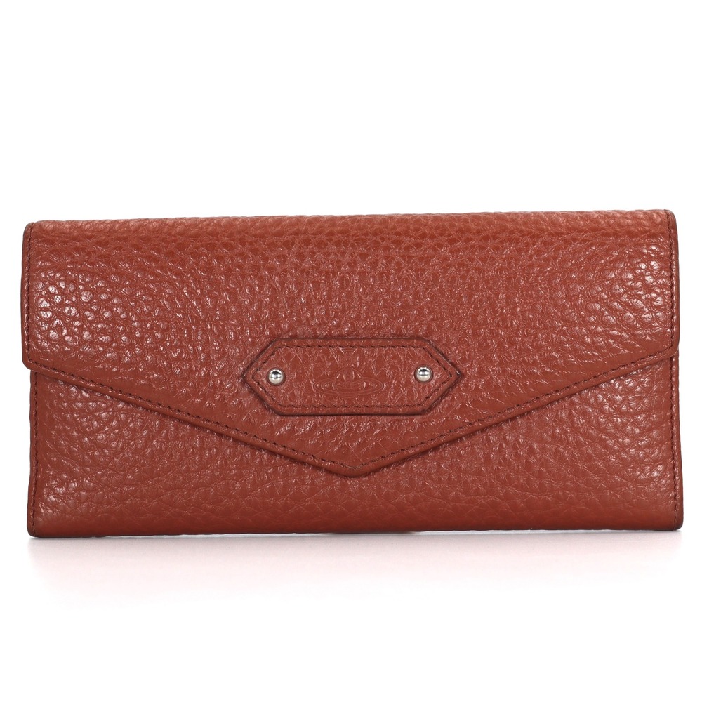 Vivienne Westwood Wallet Womens Brown Pebbled Leather Envelope Flap Casual